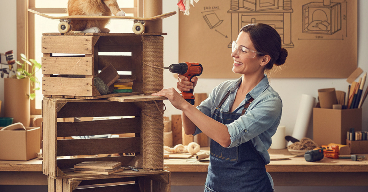 DIY Cat Tree Plans Using Repurposed Materials